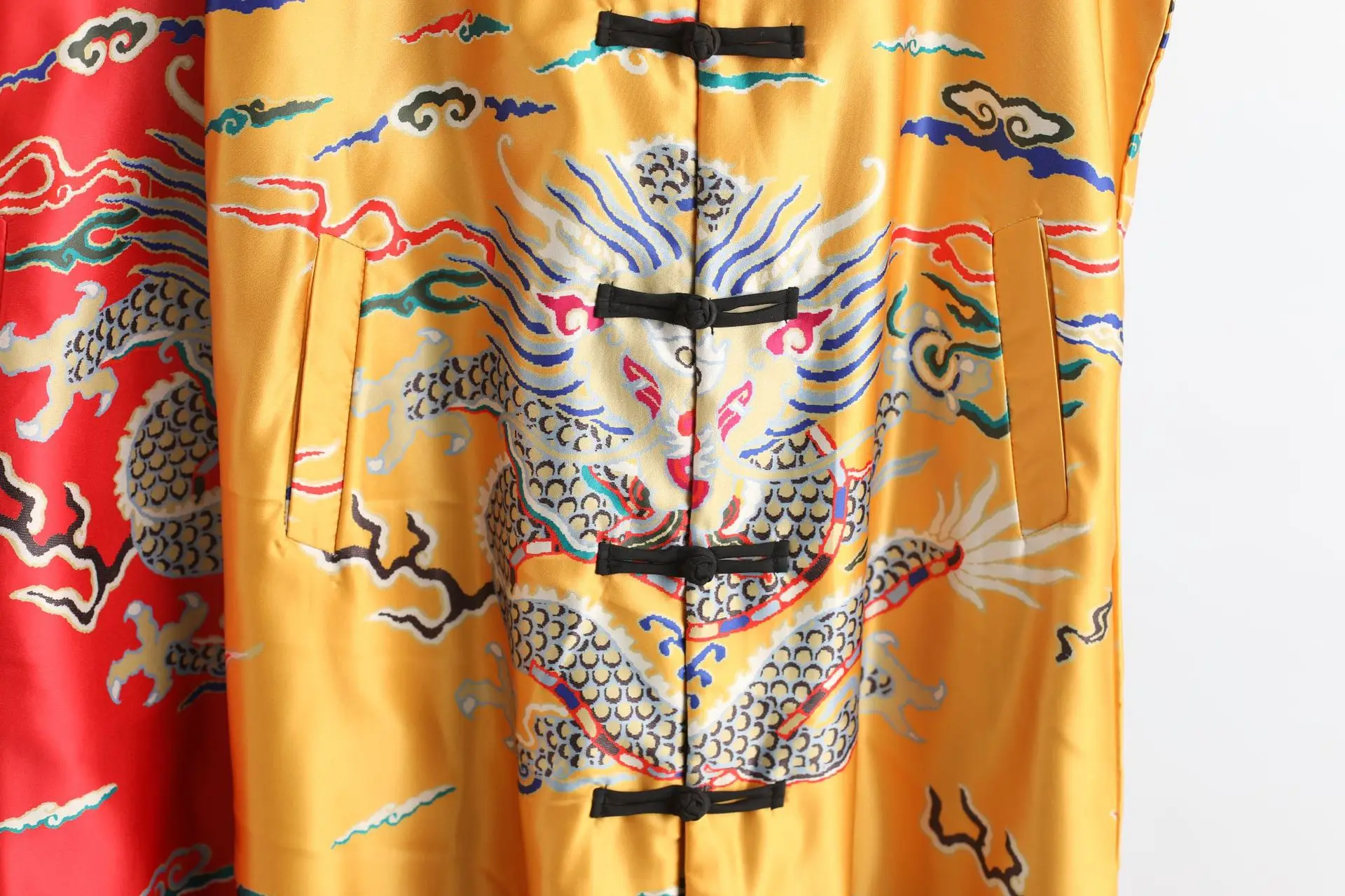 Мужской домашний халат с изображением дракона длинный Повседневный жилет в