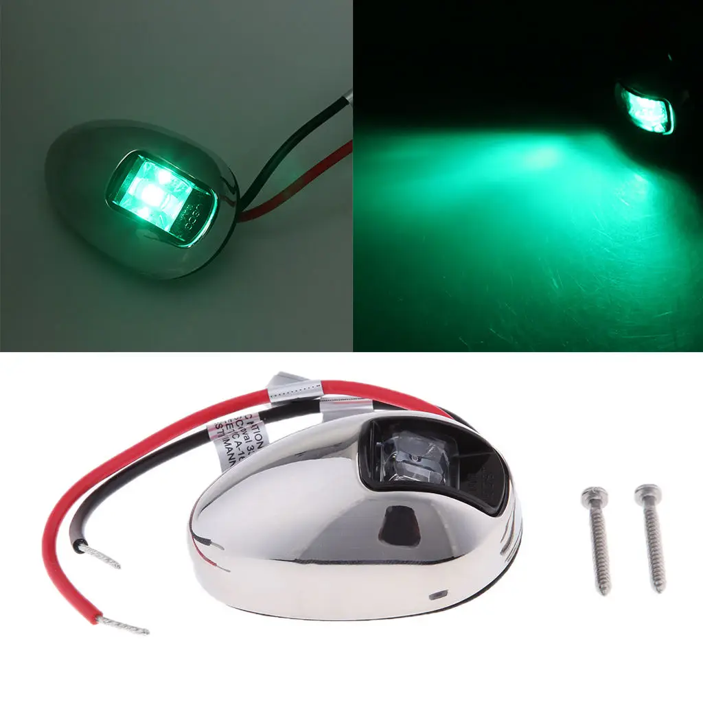 

Boat Navigation LED Light 12V Stainless Steel Housing Light Green Sailing Signal Light Bow Light IP67 Boat Accessories Marine