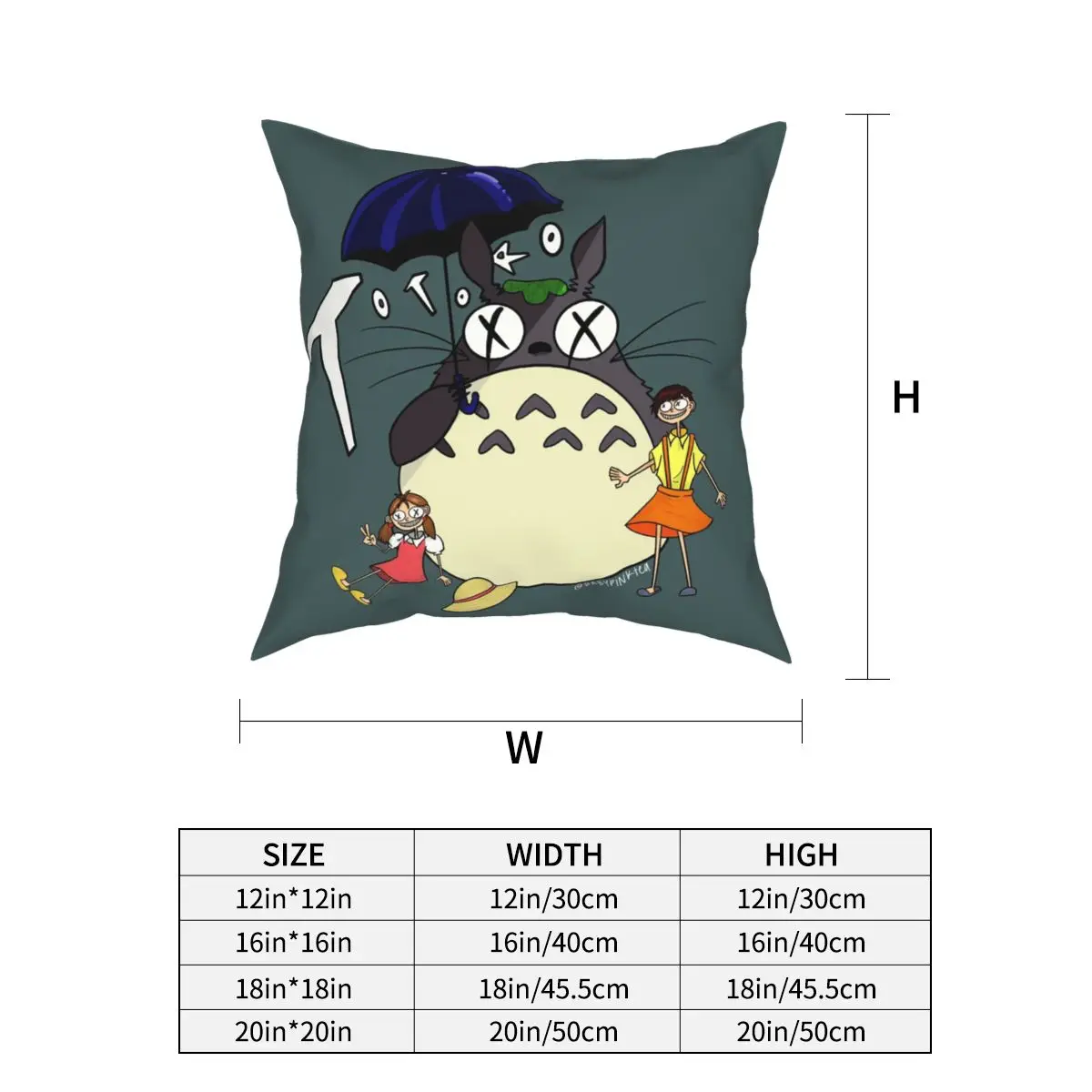 

My Neighbor Totoro Anime Pillowcase Printing Polyester Cushion Cover Decorations Pillow Case Cover Home Zipper 45*45cm