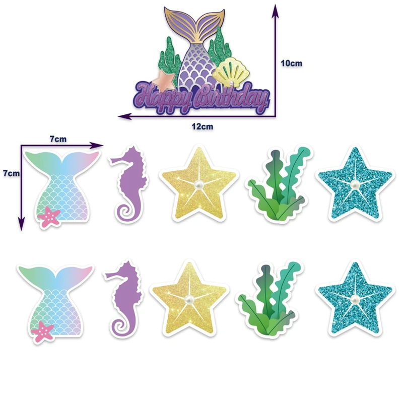 

Happy Birthday Balloons Mermaid Theme Party Confetti Balloon Bunting Garland Cake Topper Baby Shower Birthday Party Decorations