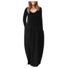 Женское свободное платье макси без рукавов, повседневное однотонное пляжное длинное платье в стиле бохо с карманами, модель 2XL, 2021