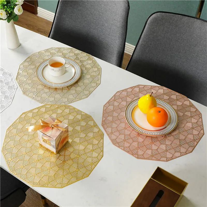 

Norbi Hollow Placemat Coaster Round High-grade Non-slip Heat Insulation Table Mat Western Placemat Christmas Wedding Decor