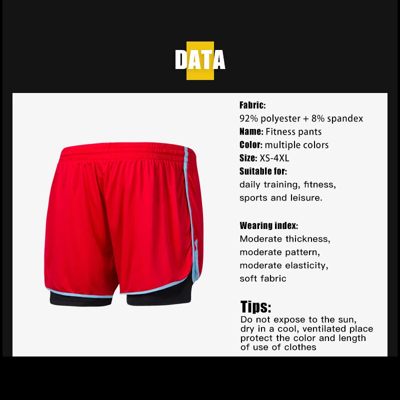 Men's Running Shorts 2 in 1 Quick Dry Sports Basketball Training Exercise Jogging Gym Breathable | Спорт и развлечения