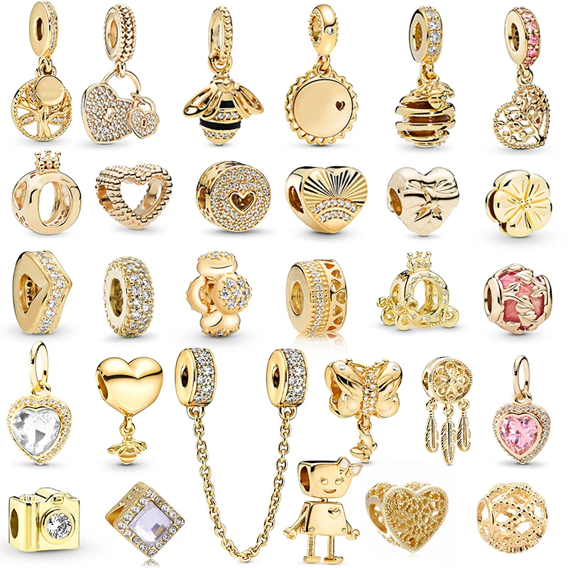 

2Pcs Gold Color Bees Feather Life Tree Little Bella Beads Fit Original Charm Brand Bracelets For Women Jewelry Special Offer