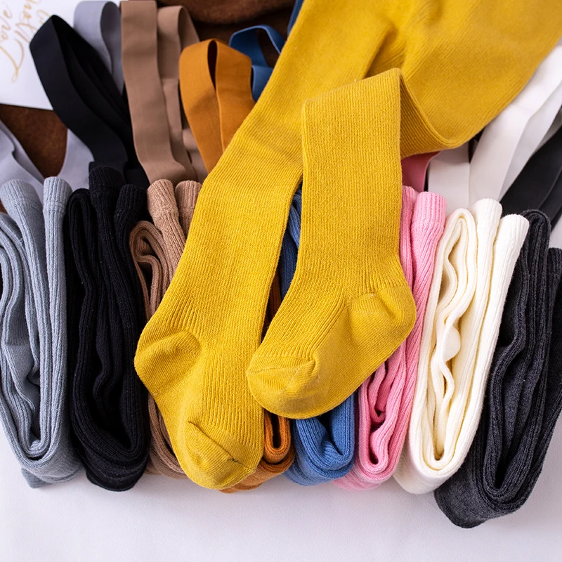 Дышащие Детские подтяжки колготки весна-осень милые однотонные Обтягивающие