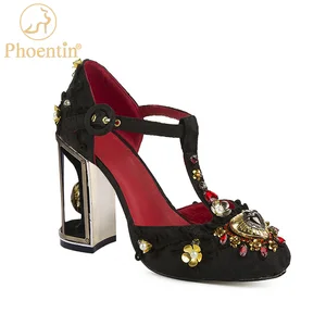 Женские вечерние туфли с Т-образным ремешком, свадебные туфли со стразами, женские туфли-лодочки на высоком каблуке со стразами, 2021 FT622A