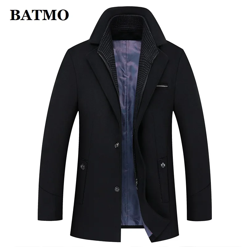 

BATMO 2019 new arrival winter high quality wool thicked warm trench coat men,men's casual wool jackets ,plus-size M-4XL ,8863