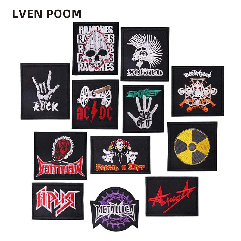 

Trendy punk embroidery patch Skull palm washable Patches on clothes stickers DIY sewing fusible patch cloth stickers DIY