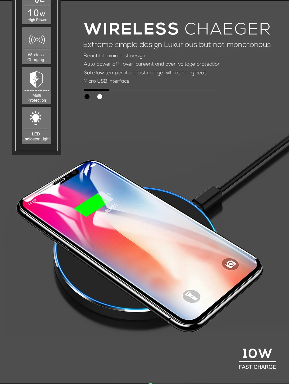 10 Вт Быстрое беспроводное зарядное устройство для samsung Galaxy S10 S9/S9+ S8 Note 9 USB Qi зарядное устройство для iPhone 11 Pro XS Max XR X 8 Plus IX33