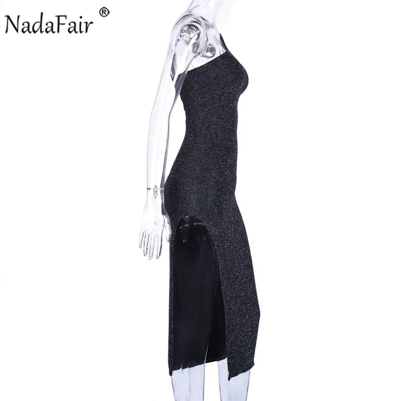 Женское Клубное облегающее платье Nadafair черное вечернее миди с открытой спиной и