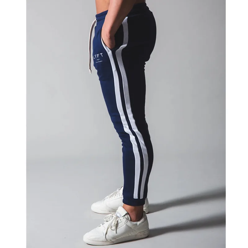 

Side Striped Pants Men Running Sweatpants Bodybuilding Track Pants Gym Fitness Training Sport Trousers Male Cotton Skinny Pants