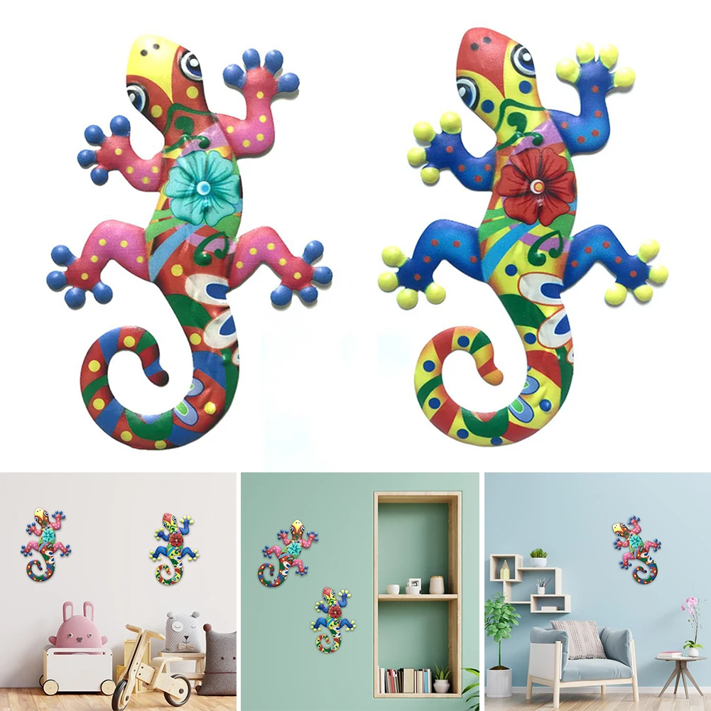 

2 шт. нержавеющий Железный Gecko декор для стен вдохновляющая скульптура для помещений и улицы для дома спальни гостиной офиса сада