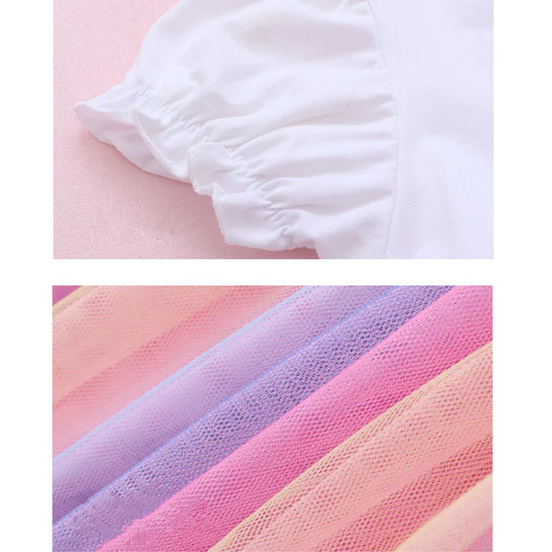 

Princess Dress New Summer Cute unicorn Dress Children's Clothing Baby Girl Lace Dresses Party Children's Mesh Fairy Dress Pink