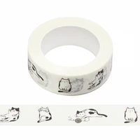new 1pc 15mm x 10m draw character funny cat doodle cartoon washi tape scrapbook paper masking adhesive washi tape set