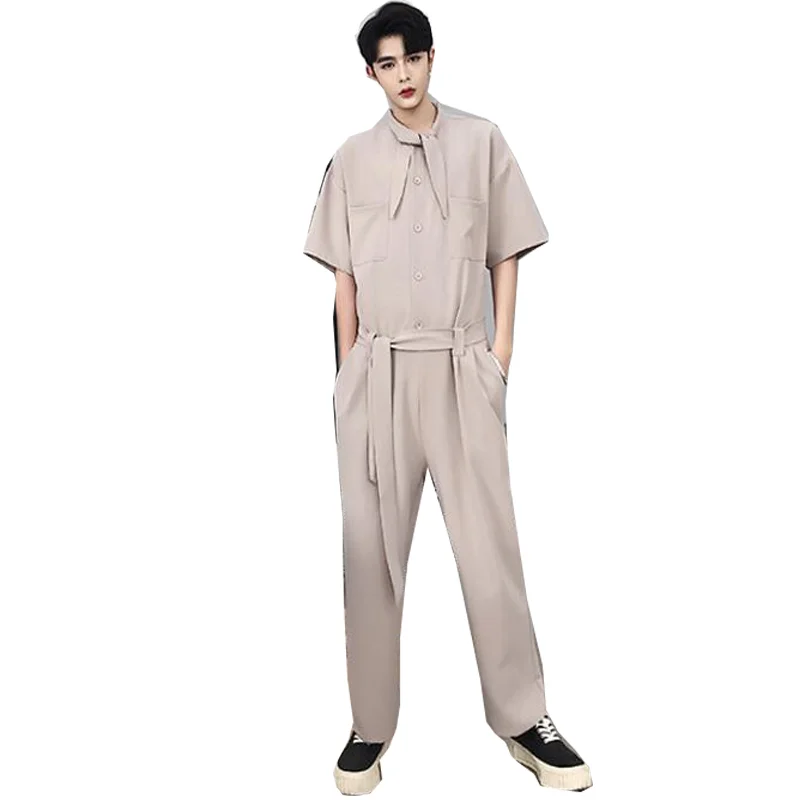 Men's and women's short-sleeved loose jumpsuits casual straight suits new clothes 2021 new M-XXL