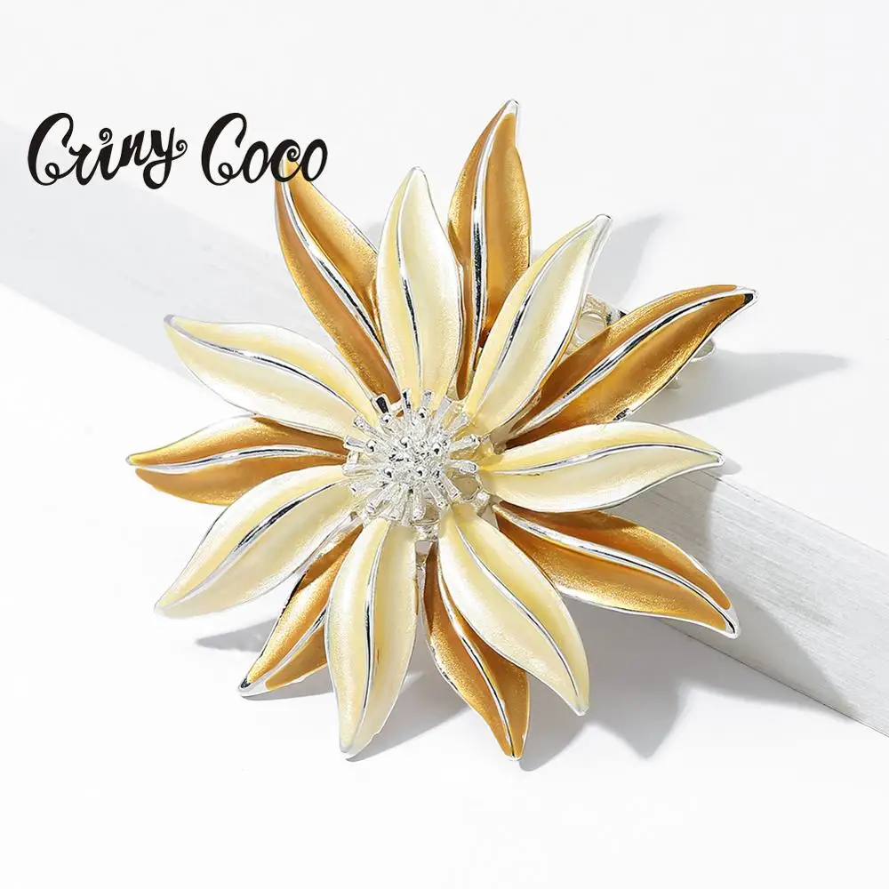 Желтая Маргаритка цветок броши для женщин из сплава изысканные эмалированные