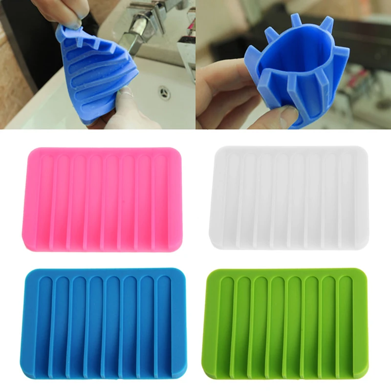 

2021 New Fashion Silicone Flexible Soap Dish Plate Bathroom Soap Holder Soap Box