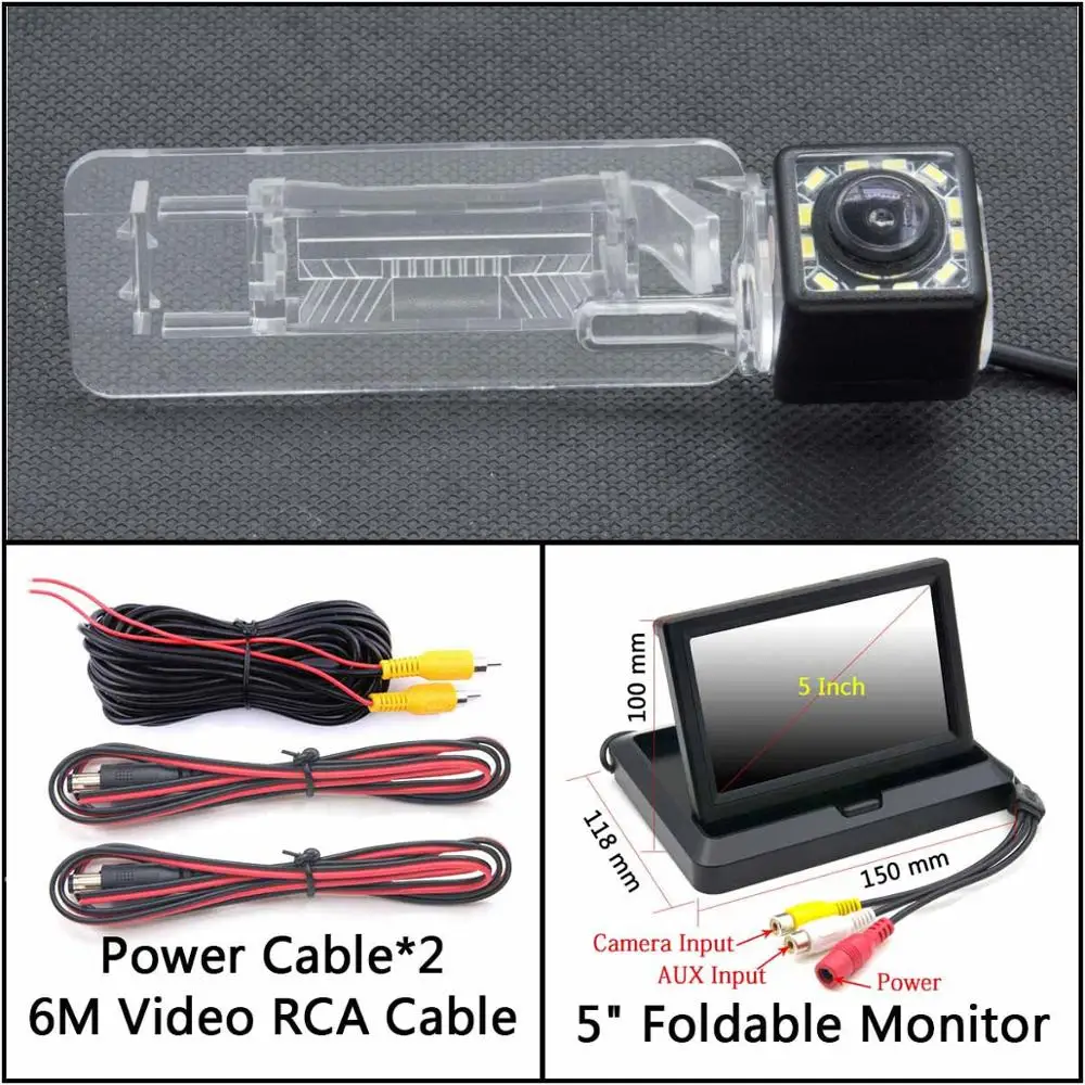 Cam N 5 inch Fold 12 Светодиодный фонарь Автомобильная камера заднего вида для Smart Fortwo 451 Four/Smart ED автомобильная парковочная Водонепроницаемая резервная камера ночного видения - Название цвета: Cam N 5 inch Fold