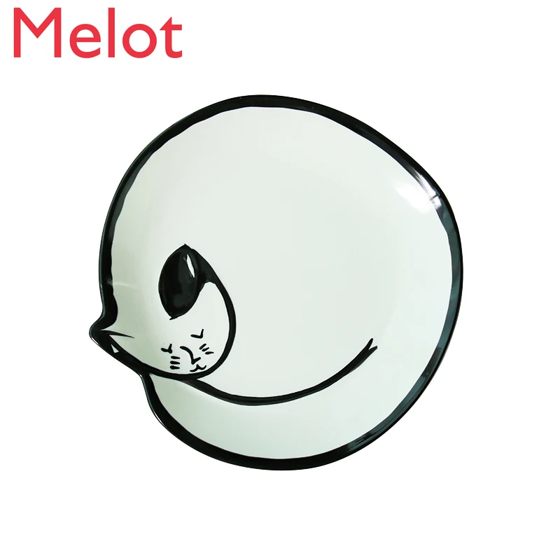 

Hand-Painted Personalized Creative Cat Shape Irregular Plate Breakfast Dim Sum Plate Western Food Italian Pasta Dish Hot Dishes