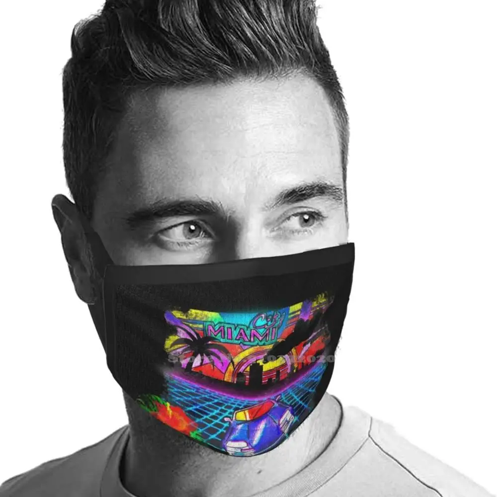 Моющаяся дышащая многоразовая маска Майами для рта ночник в стиле 80-х Флорида