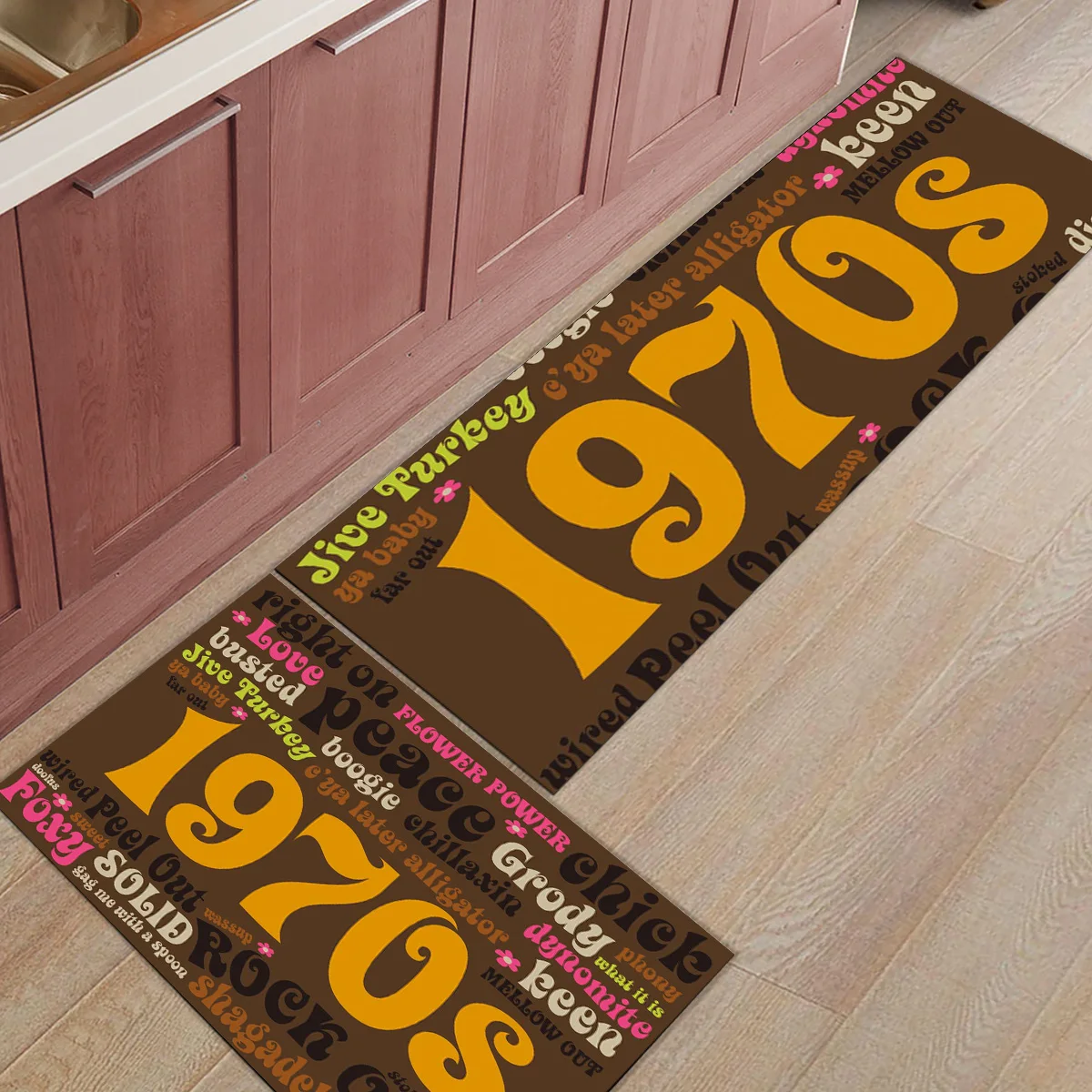 Английские номера коричневый лепестки набор кухонных ковриков анти-скольжения