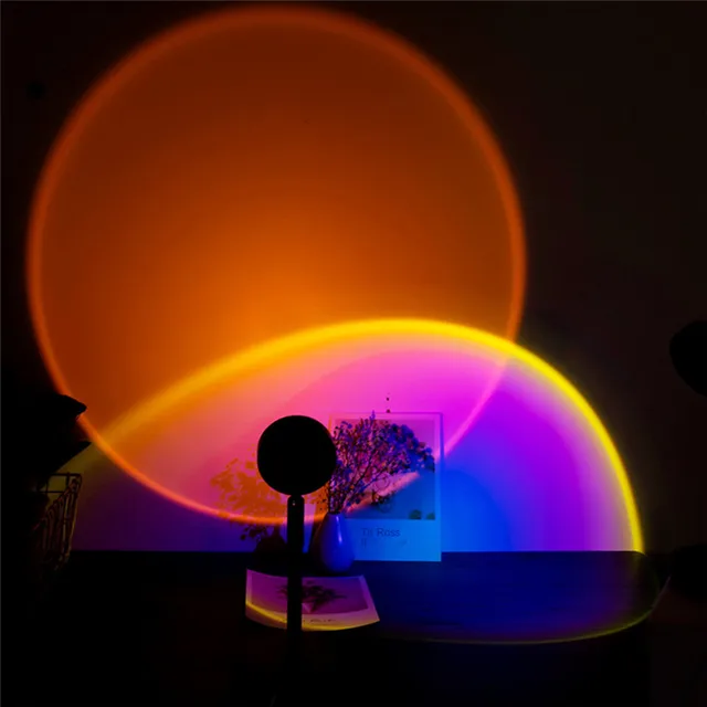 Sunlight Rainbow Sunset Projector Atmosphere Usb Dc5V Led Night Light Home Coffee Shop Background Wall Decoration Projected Lamp