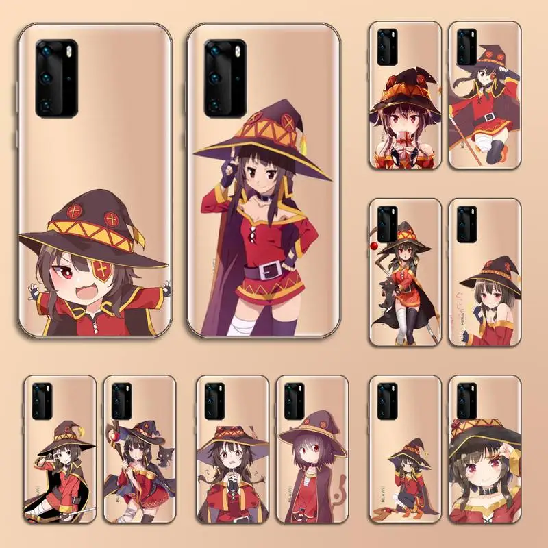 

Konosuba Megumin anime cute girl Phone Case Transparent for Huawei nove e 6 5 4 3 2 s i se pro lite
