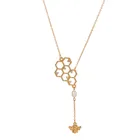 Ожерелье с Пчелкой золотого цвета, Подвеска для женщин, медовая сота, кристалл, жемчужное ожерелье, подарки