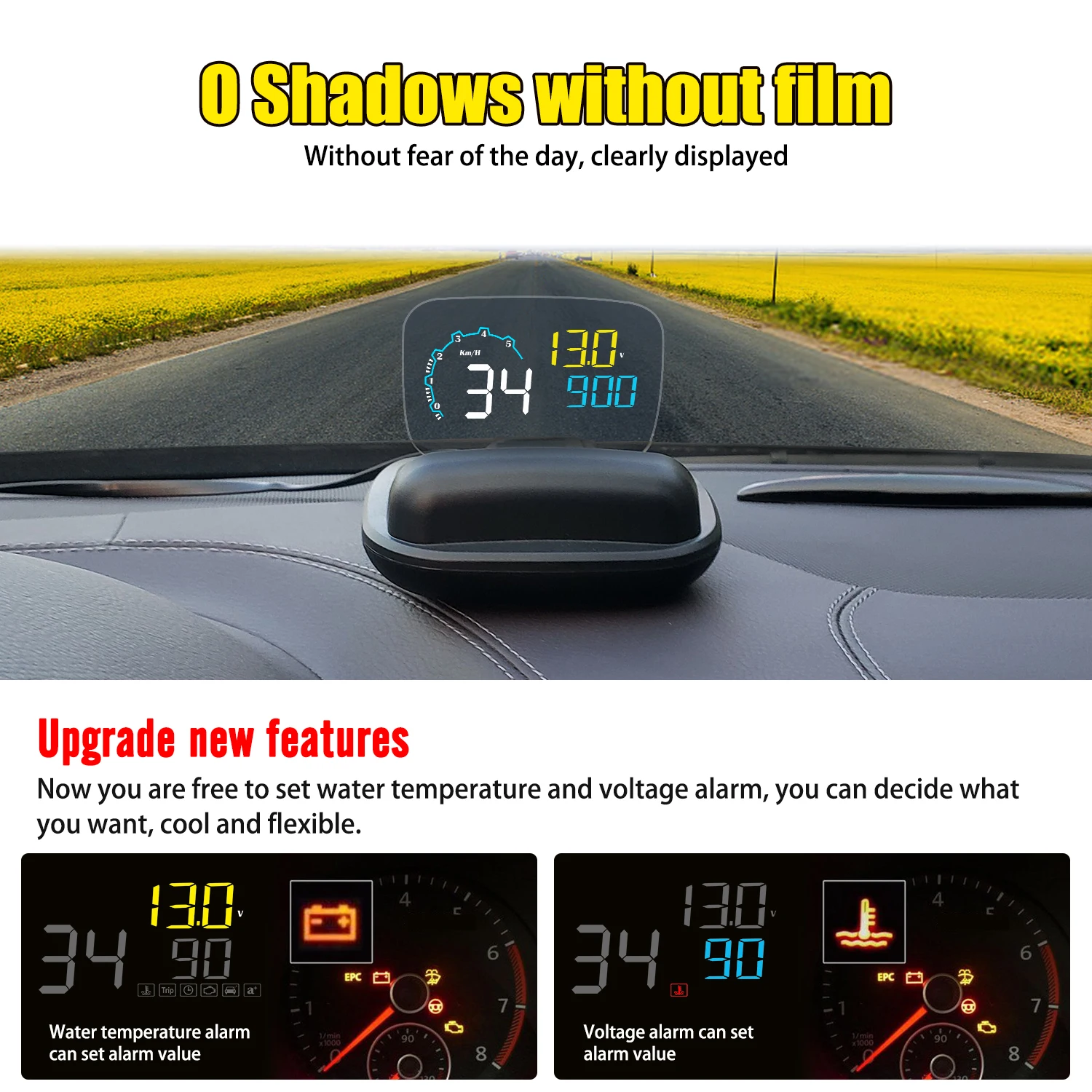 Умная автомобильная система HUD проектор на лобовое стекло со спидометром