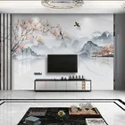 Самоклеящиеся водонепроницаемые Настенные обои на заказ, 3D-обои с изображением цветов и птиц, пейзажа, мрамора, фоновая наклейка для телевизора, спальни