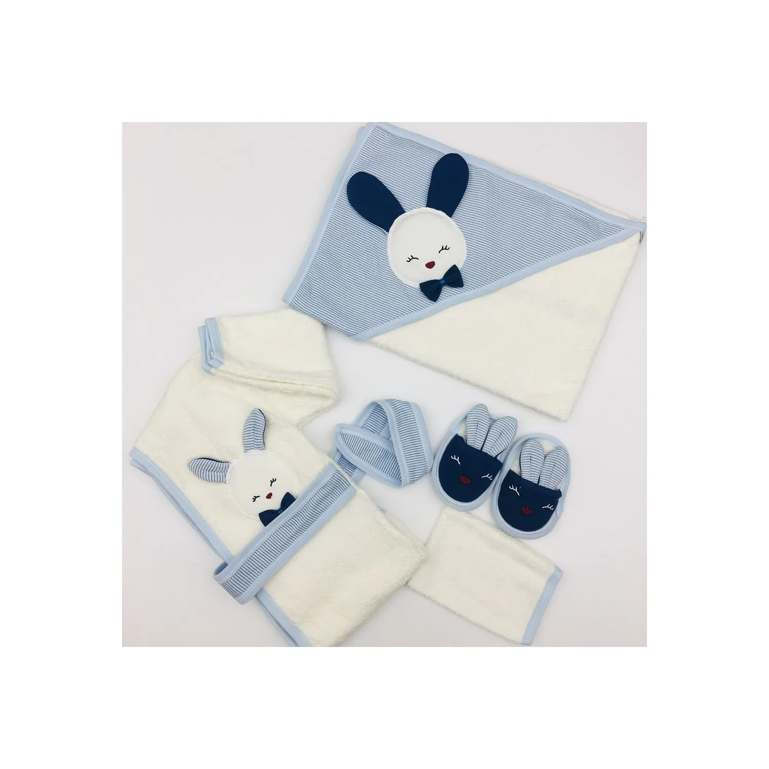 

Для новорожденных мальчиков голубой Ушастый банный халат с изображением кроликов спальный комплект, супер мягкий, для Полотенца детские но...