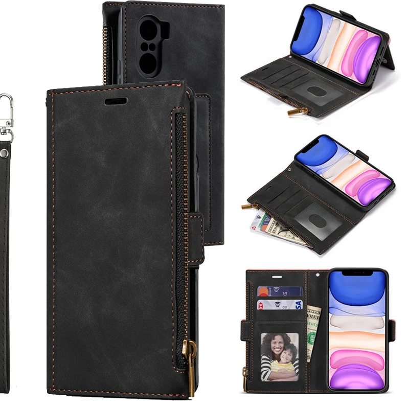 

For Xiaomi 11i Retro Flip Zipper Wallet Case Xiaomi 11i 11 i Luxury Case Leather Magnetic Card Holder Back Cover Mi 11i Fundas