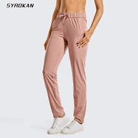 syrokan womens stretch lounge sweatpants drawstring travel athletic training track pants 31 inches