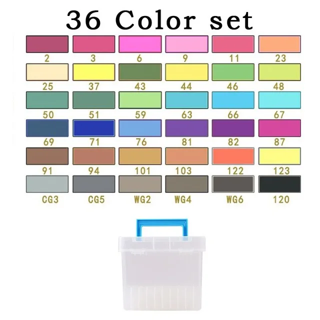 36 Color with a box Улучшенный художественный маркер спиртовые маркеры двуглавый маркер ручка комплект, принадлежности для живописи красочные водонепроницаемые ручки кисти ручка чертежные маркеры - Цвет: 36 Color with a box