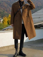 2021 fall winter british style woolen coat men korean version loose windbreaker long mens double breasted woolen overcoat trend