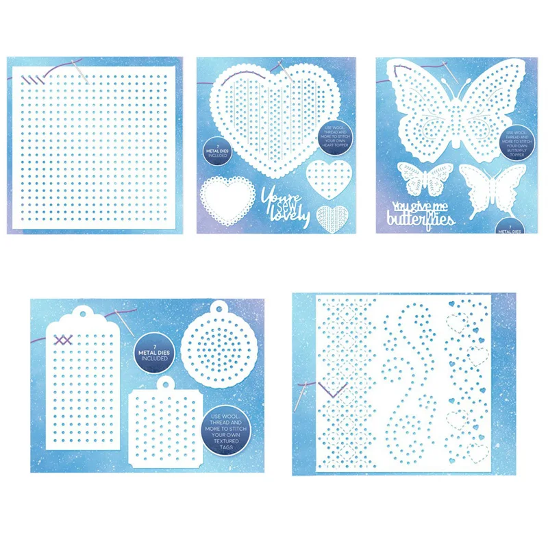 Бабочка сердце холст края бирка Ститч It коллекция металлические режущие штампы