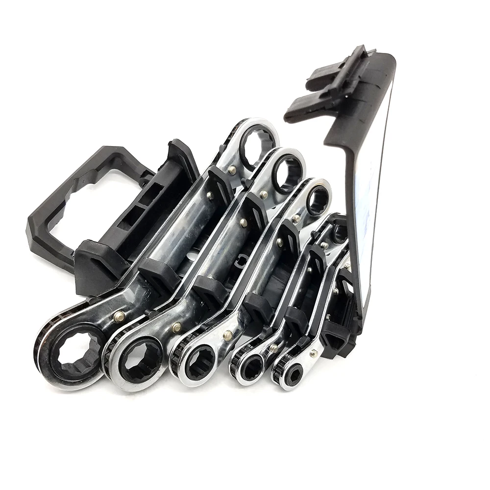 

5pc Metric SAE Offset Torque Wrench Set Universal Ratchet Wrench Spanner Double End Wrench Offset Ring Spanner 7mm To 22mm