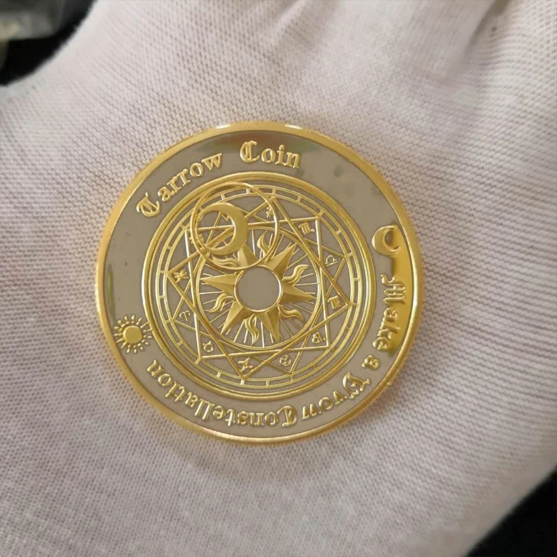 Позолоченное покрытие Солнце Луна гадания Таро монета счастливое Созвездие