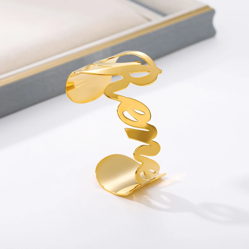 Custom Name Bracelet Stainless Steel Bracelets With 30mm for Women Personalized Cuff Wide Bangles Jewelry Gift  Moda Mujer