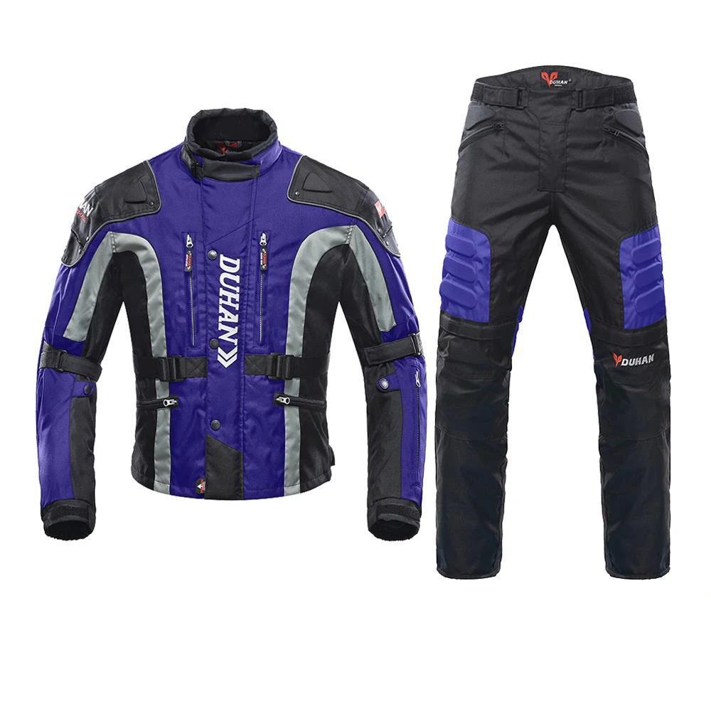D-023-Suit-Blue DUHAN мотоциклетная куртка для верховой езды ветрозащитная мотоциклетная Защитная Экипировка для всего тела осенне-зимняя мотоциклетная одежда - Цвет: D-023-Suit-Blue
