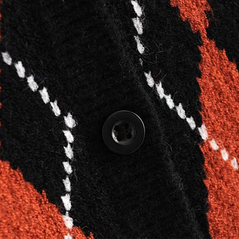 

2020 Autumn Winter Women Cardigans Sweaters 2020 New Diamond Plaid Warm Sweater Casual O-neck Long Sleeve Female Elegant Outwear