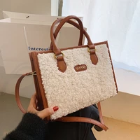 cgcbag handbag women 2022 fashion lamb wool stitching winter shoulder bag female designer tote bag commute large capacity bag