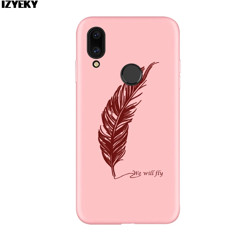 Силиконовый чехол с перьями для huawei P20 P30 Mate 20 lite динозавром Honor 10 9 8 Lite 7A Pro 7x 8X P Smart