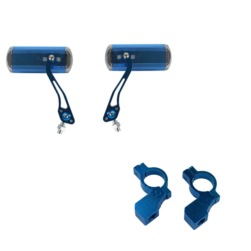 Blue with clips 2 шт. зеркала с зажимами, Универсальное велосипедное зеркало заднего вида, руль для горного велосипеда, зеркало заднего вида, вращение на 360 градусов, небьющееся - Цвет: Blue with clips