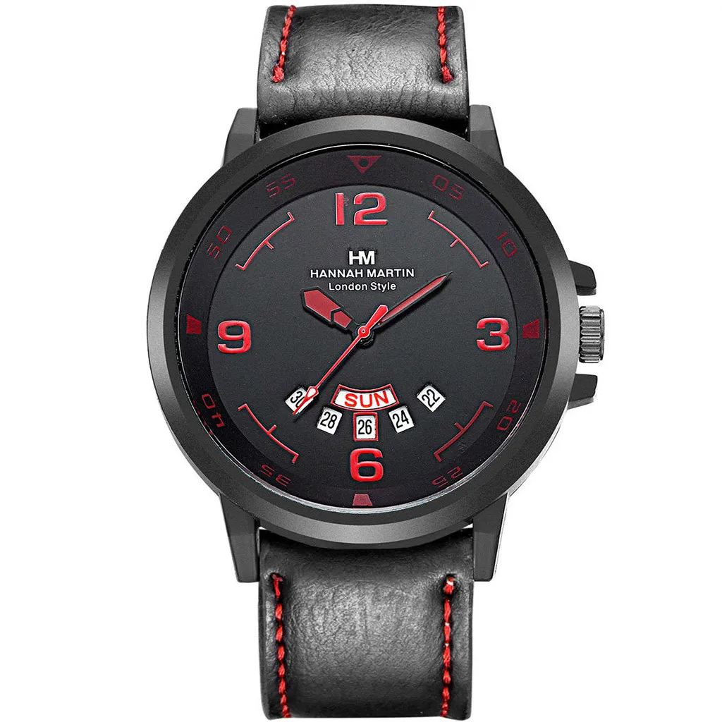 Мужские часы с хронографом модные классические спортивные кожаным ремешком и