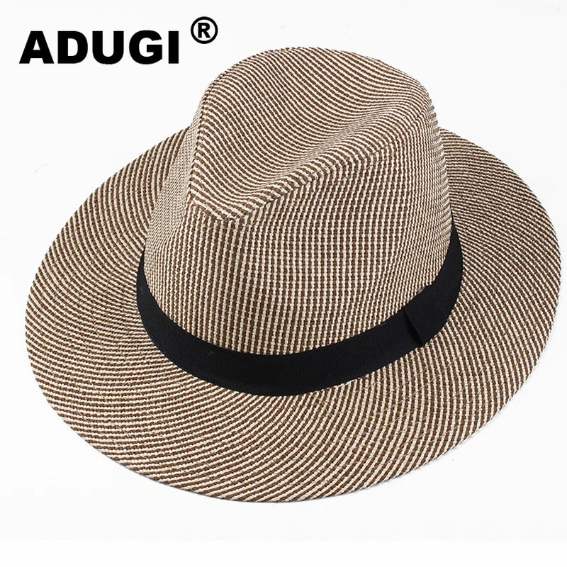 Мужская соломенная шляпа ADUGI Пляжная от солнца для отдыха весны и лета 2019 |
