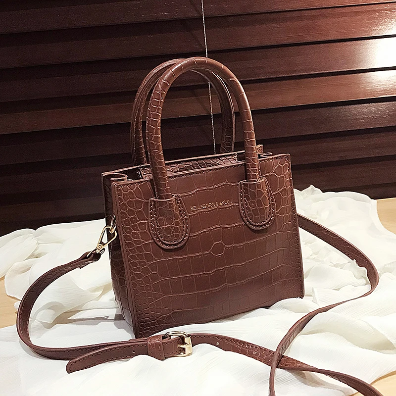 

Stone Pattern Leather Crossbody Bags For Women 2021 Fashion Solid Colors Shoulder Bag Female Handbags And Purses With Handle