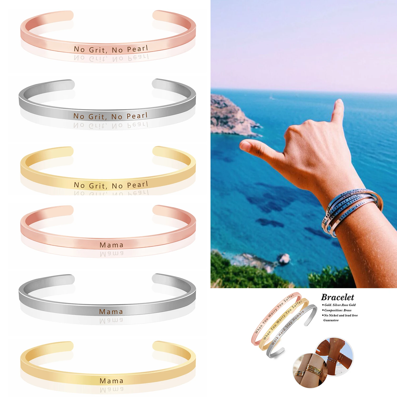 Новый Модный Браслет манжета с ручным тиснением ювелирные изделия подарки для