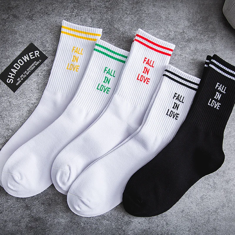 Women Socks Middle Tube with Letters Leave Me Alone Simple Casual Stripes Spring and Summer Fashion | Женская одежда