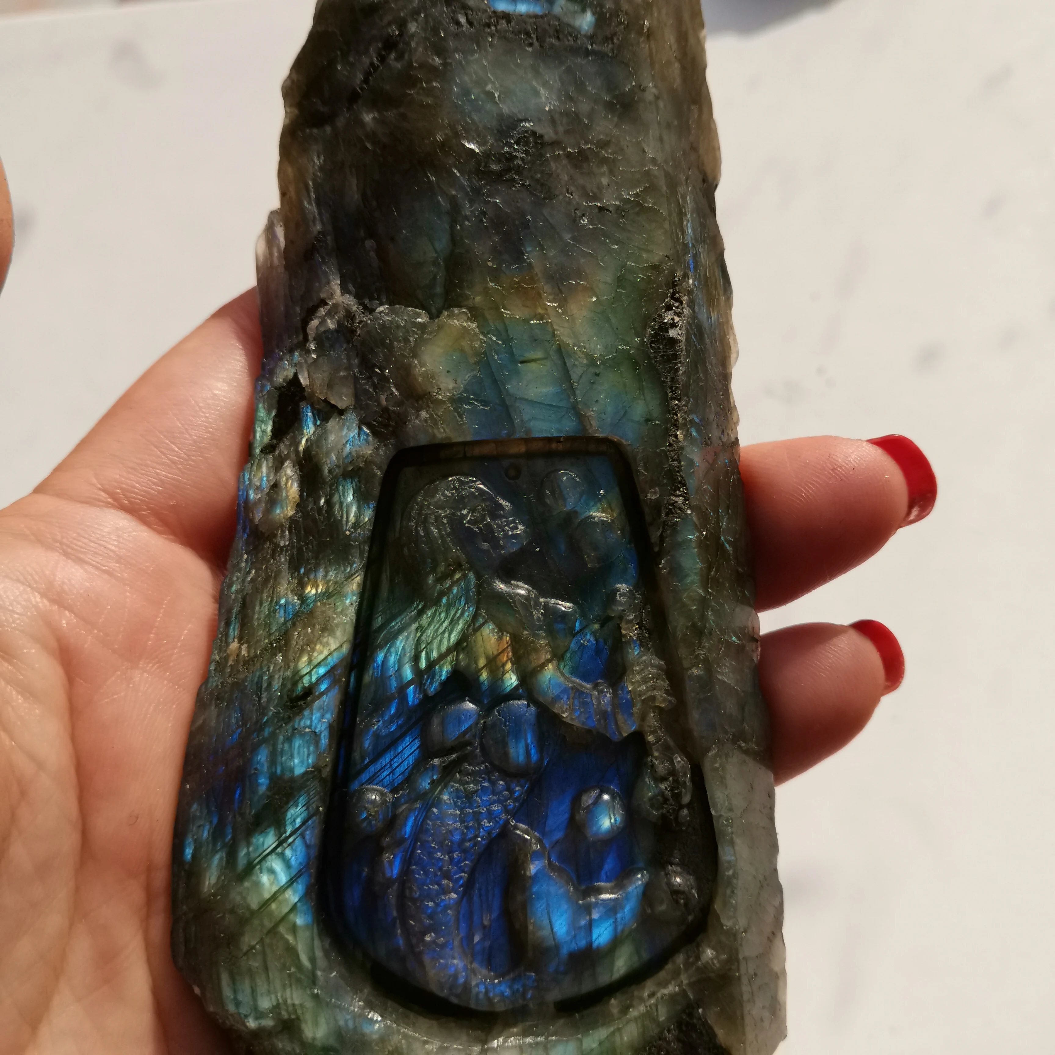 Кристалл 185 г натуральный камень лабрадорит Русалка Ремесло Украшение Лабрадор